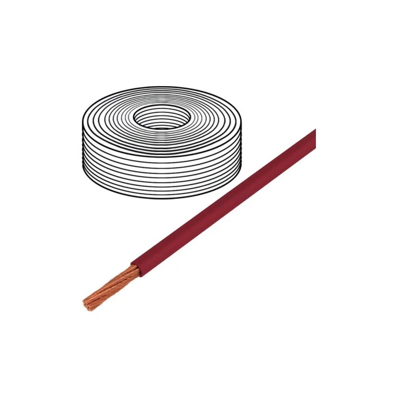 BOBINE 30 METRES CABLAGE ALIMENTATION AUTO ROUGE 10AWG / 4mm / 5,26mm² Meilleur Prix