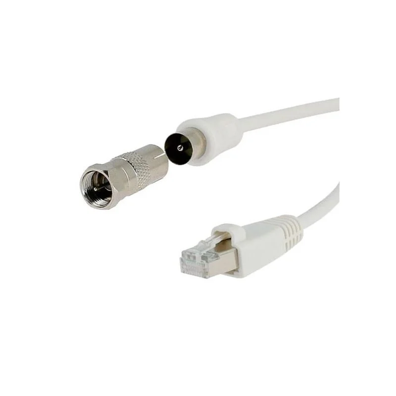Acheter En Ligne CORDON ANTENNE COAX MALE 9,5 / RJ45 MALE EN 2 METRES + RACCORD FICHE F