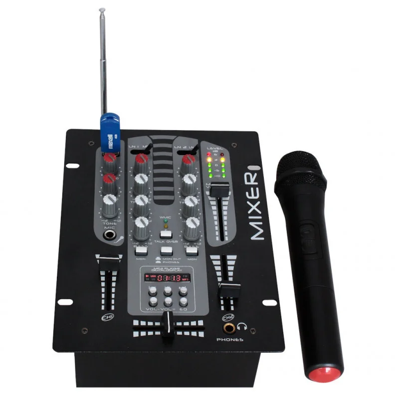 Acheter Direct TABLE DE MIXAGE A 2 VOIES / 5 CANAUX AVEC MICRO VHF IBIZA