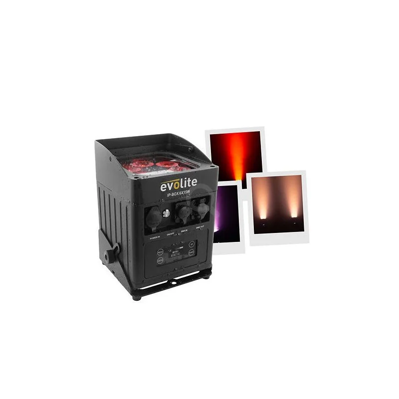 PROJECTEUR BATTERIE DMX SAN SFIL 6X15WRGBWA EVOLITE Commander Vite