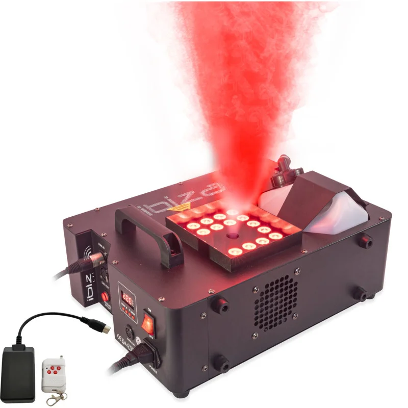 Vente Flash MACHINE A FUMEE 1500W DMX A LED RGB HORIZONTALE/VERTICALE IBIZA