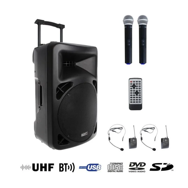 Jusqu'à Épuisement Des Stocks SONO PORTABLE 200W + 2 MICROS MAIN LECTEUR MULTIMEDIA POWER