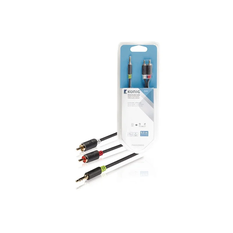 Commande En Gros CORDON AUDIO JACK STEREO 3,5mm MALE - 2 X RCA MALES 0.50 METRE ANTHRACITE