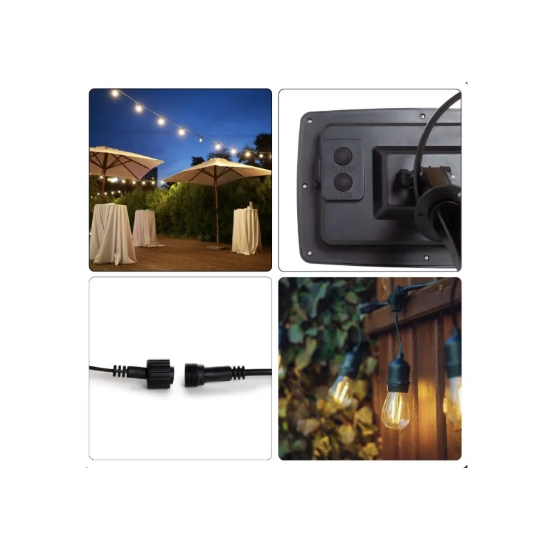 GUIRLANDE GUINGUETTE SOLAIRE 15 M LED BLANC CHAUD VELLIGHT Achat Immédiat