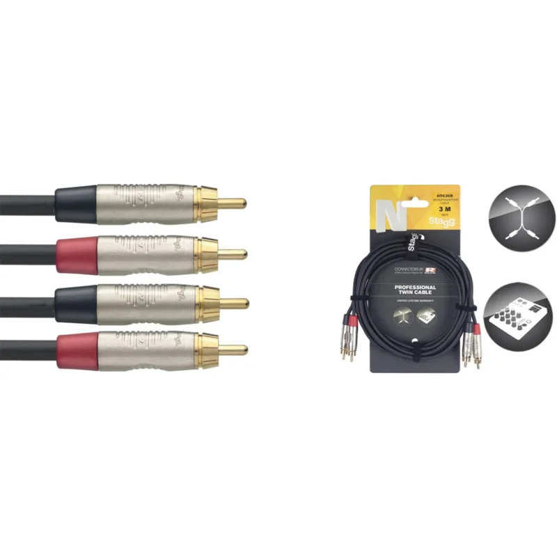 Haute Qualité Câble bretelle, RCA/RCA (m/m), 60 cm Stagg