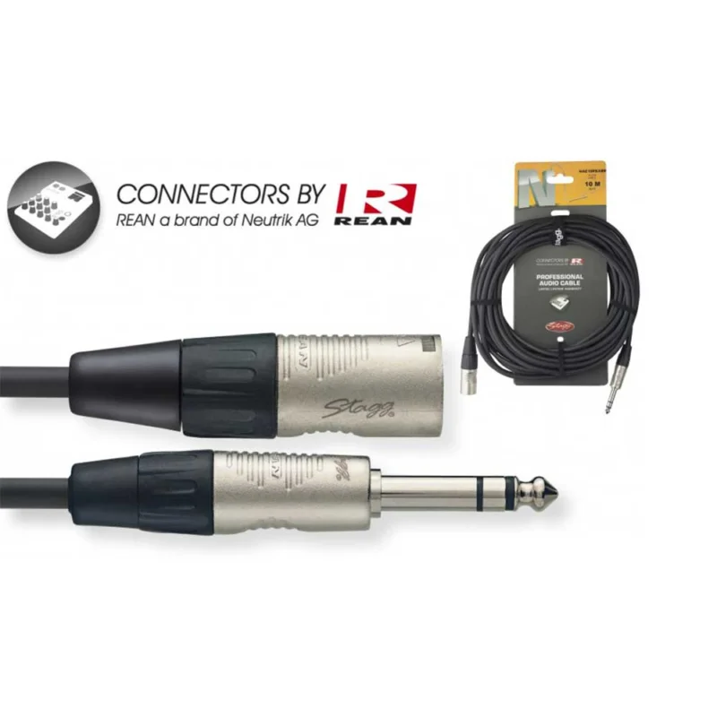 Câble audio professionnel – jack stereo/XLR M, série Stagg Achat Immédiat