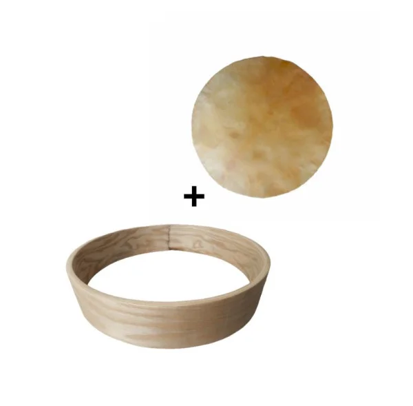 Nouvelle Collection Pack Cadre Ash Wood pour tambour sur cadre (chamane) 16" + peau de chèvre parcheminée