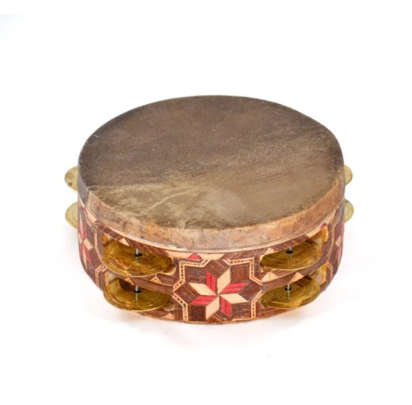 Expédition Rapide Tar en peau de chèvre - double rangée de cymbalettes - Maroc
