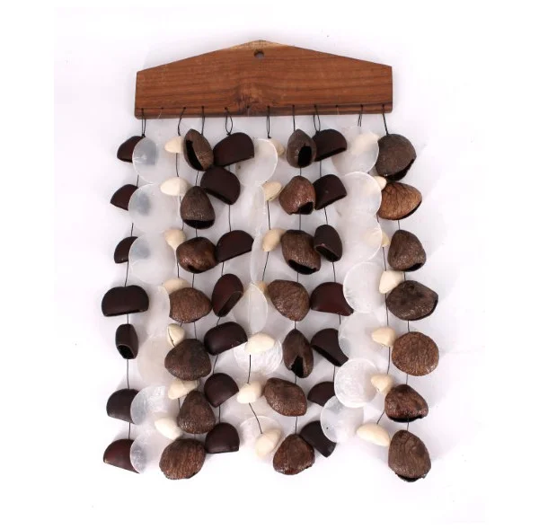 Chimes graines pangi, entada, kenari et coquillage 25cm Prix Bas
