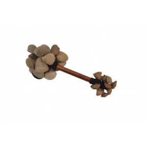 Crécelle sur manche double - graines de pangi / kenari - Roots Petit Prix