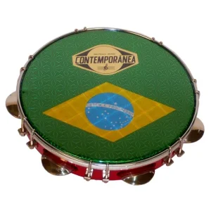 Pandeiro formica 10" - Contemporânea - drapeau Brésil Usine Directe