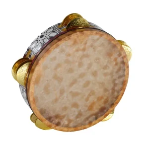 Prix Réduit Riq peau de raie - double rangée cymbalettes dorées - Ø 23 cm H.6 cm - Maroc