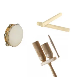 Certifié Pack 3 instruments "Claves - Tube 2 tons - Tambourin"