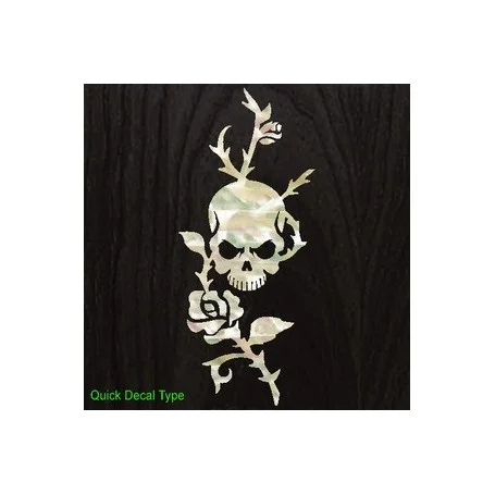 Acheter Direct Grand sticker guitare rose & tête de mort blanc abalone