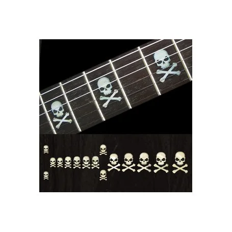 Achat Immédiat Sticker guitare touche tête de mort lateral blanc abalone