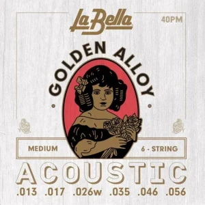 Cordes La Bella Golden Alloy Wound Medium, guitare acoustique Prix Bas
