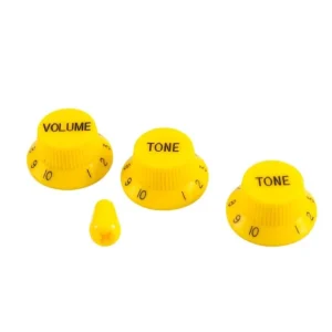 Offre Spéciale Set de boutons Stratocaster UFO – Volume, Tone, Switch (Jaune, Vert, Bleu)