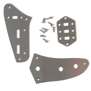 Ensemble de Plaques de Contrôle Fender Jaguar Chrome + 8 Vis Dernier Modèle