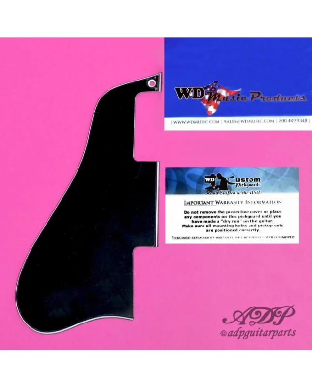 Quantité Limitée Pickguard Gaucher, Gibson ES-335-45-55 SHORT Black 3 plis, Humbuckers
