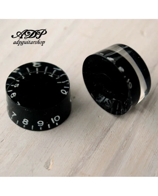 Dernière Chance 2 Boutons Speed Knobs Plexi fond Noir Non Graves Metrique 18 splines style LP SG Asiatiques