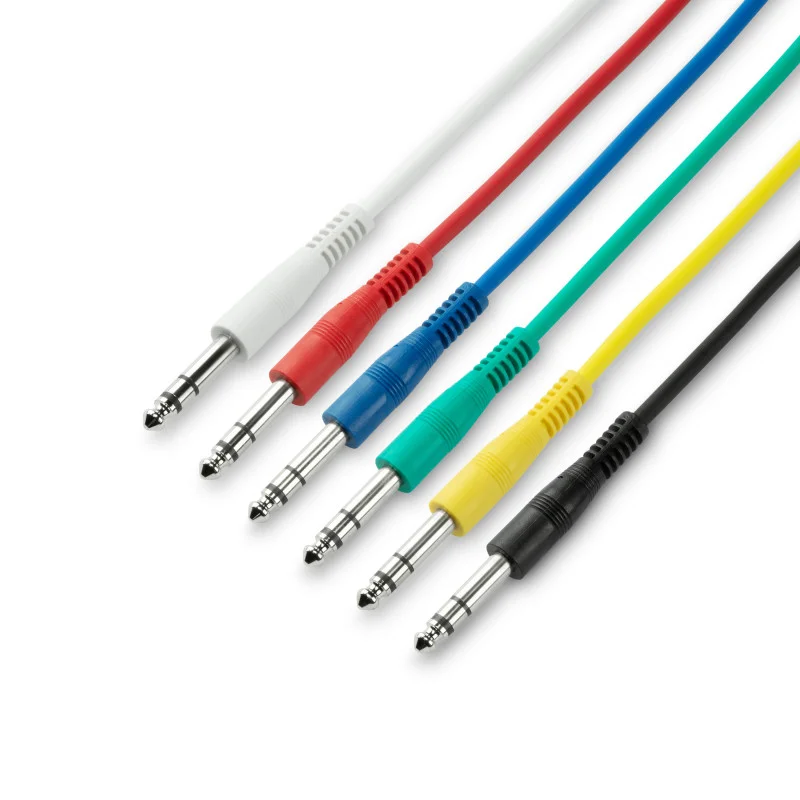 Haute Qualité Jeu De 6 Câbles Patch 6,3 Mm Jack Stereo 0,30 M