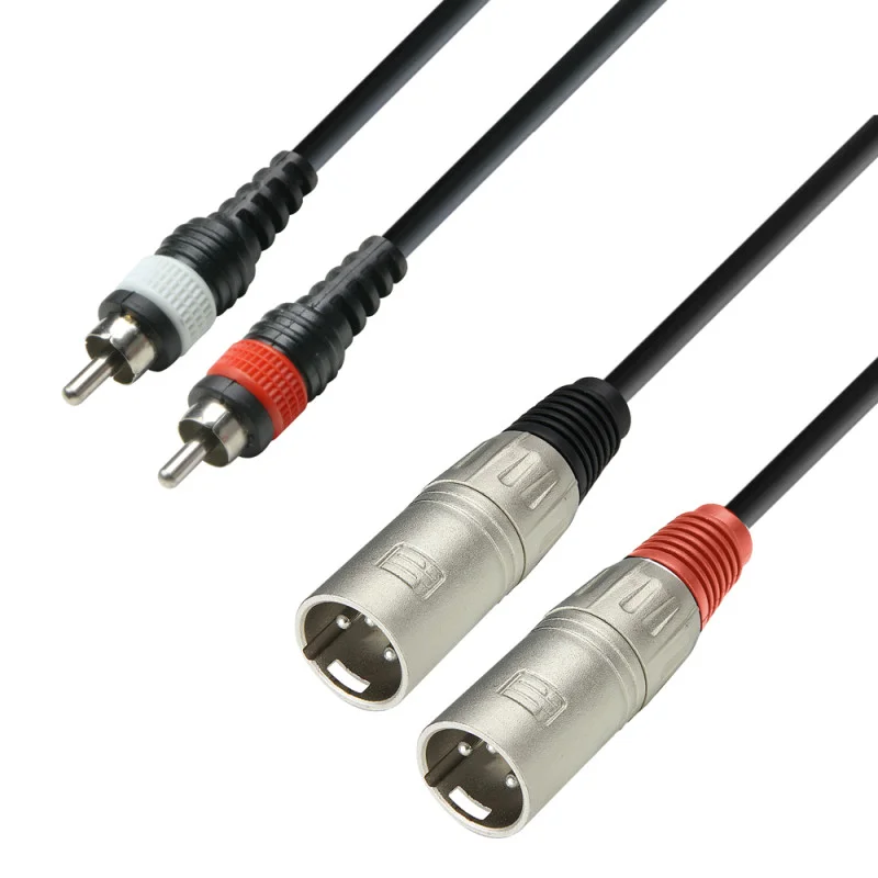 Câble audio gainé 2 connecteurs RCA sur 2 connecteurs XLR, 3 m Expédition Rapide