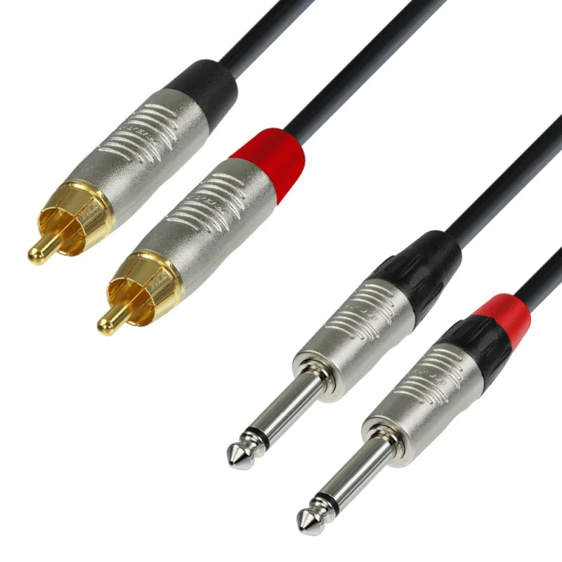 Câble Audio Rean 2 X Rca Mâle Vers 2 X Jack 6,35 Mm Mono 3 M Réduction