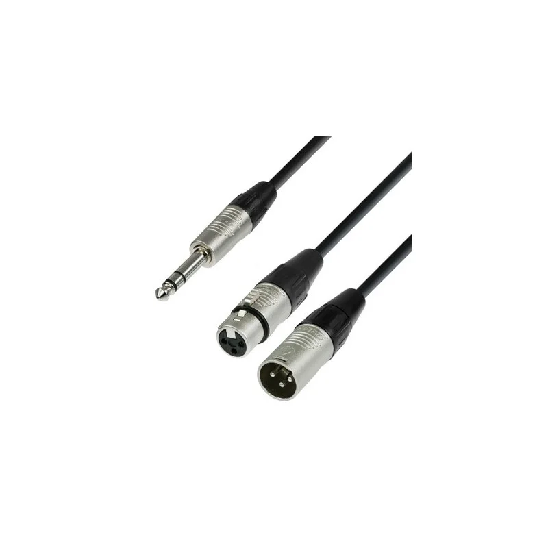 Expédition Rapide Câble Audio Rean Jack 6,35 Mm Stéréo Vers Xlr Mâle Et Xlr Femelle 1,8 M